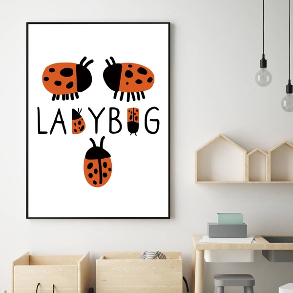 

Ladybug Print Kids Unframed Painting, Multicolor