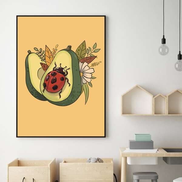 

Ladybug Print Kids Unframed Painting, Multicolor