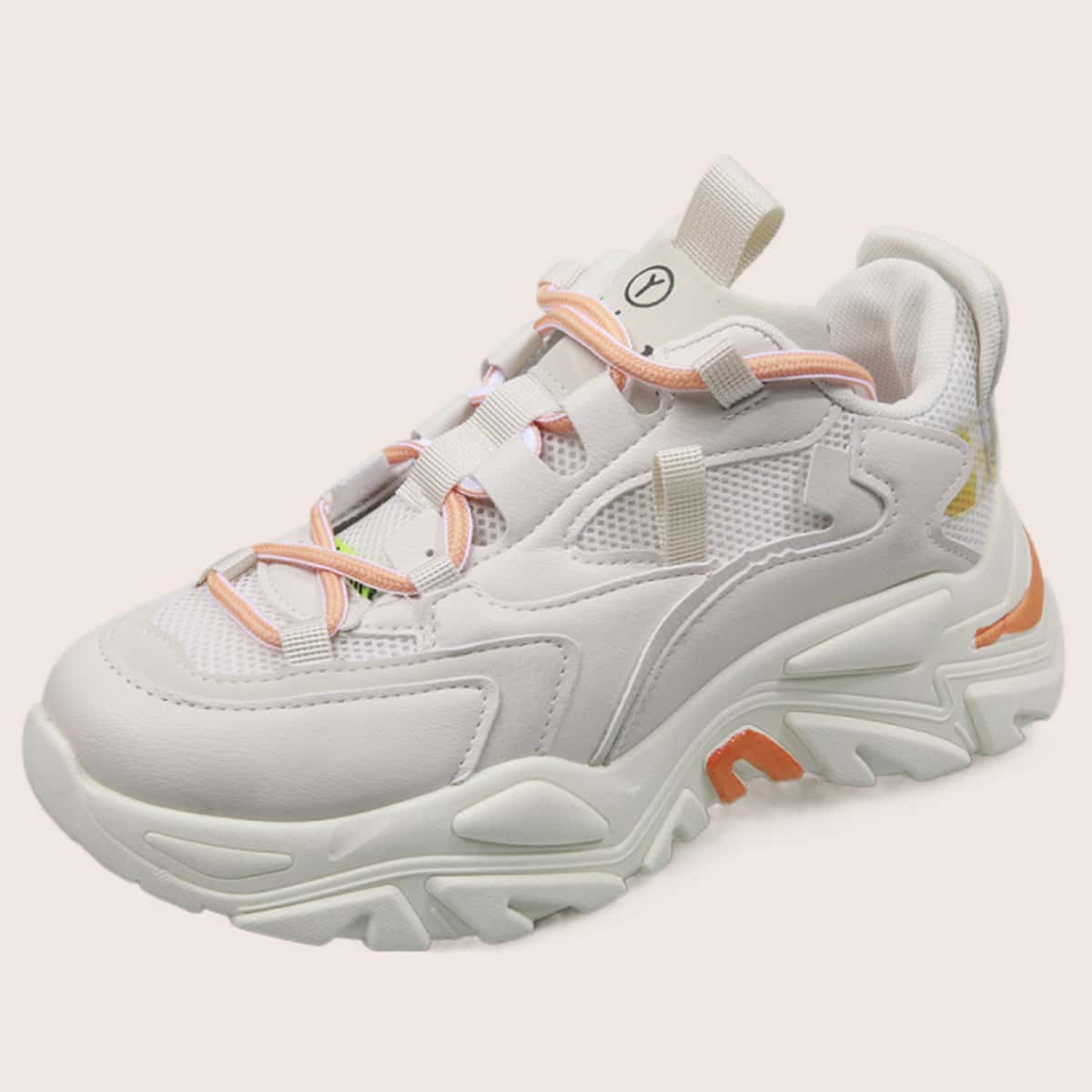 

Lace-up Front Chunky Sneakers, Beige
