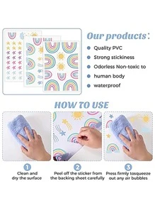 Rainbow Print Kids Wall Sticker - Multicolor - View 5