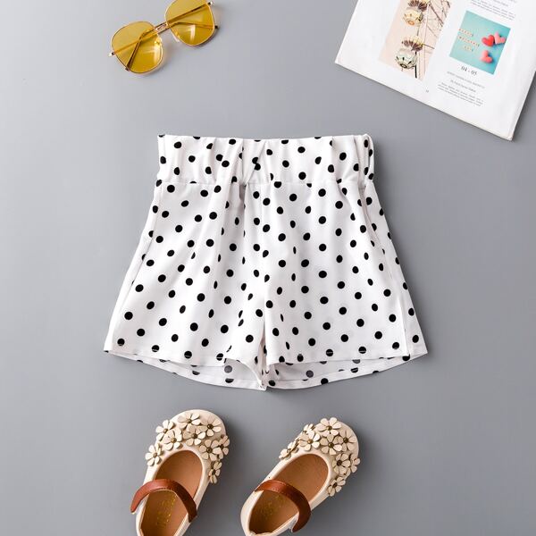 

Toddler Girls Polka Dot Shorts, White