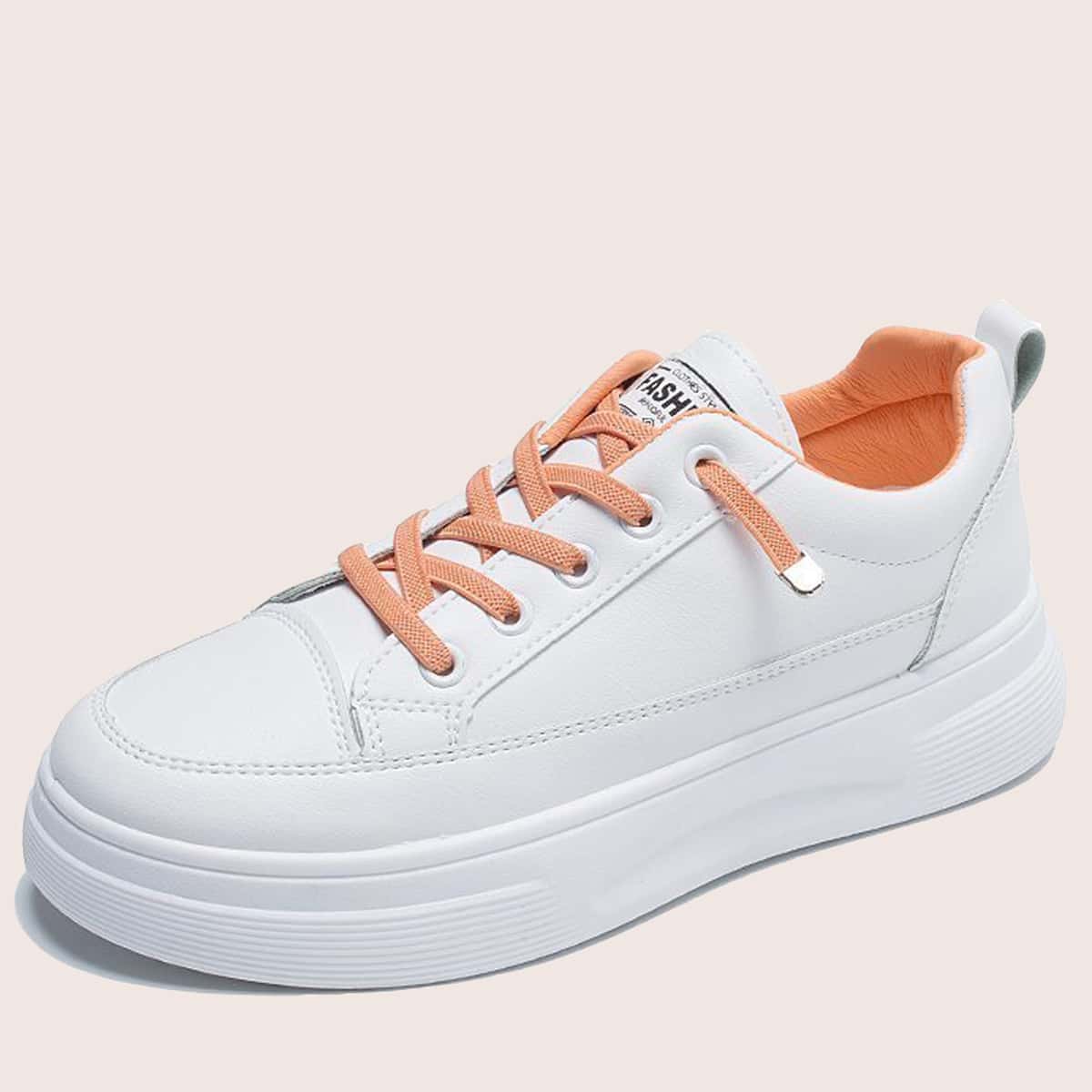 

Solid Lace-up Skate Shoes, White
