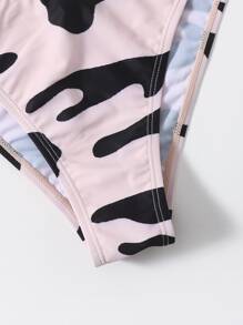 Allover Graphic V Wired Bikini Set - Pink - View 4