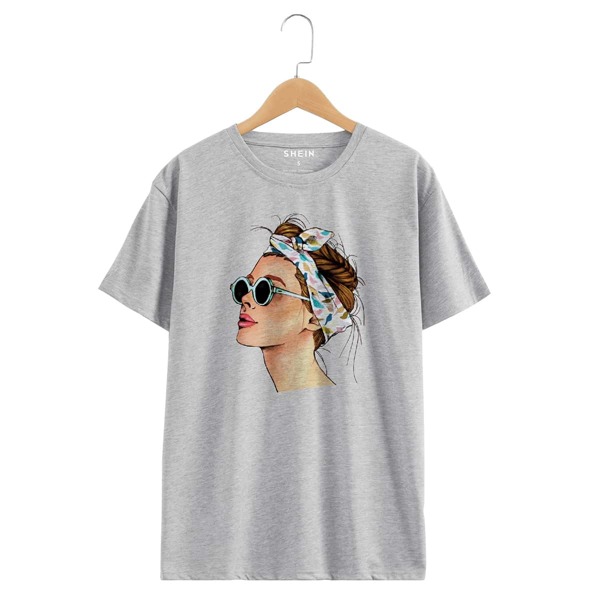 

Figure Graphic Round Neck Tee, Grey