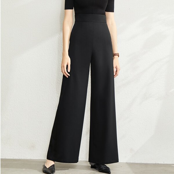 

High Waist Wide Leg Pants, Black