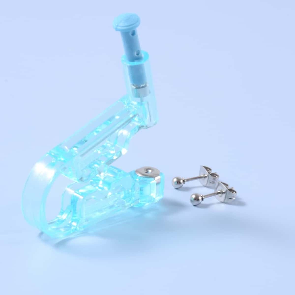 

Guys 1pair Ball Stud Earrings & 1pc Ear Piercer, Baby blue