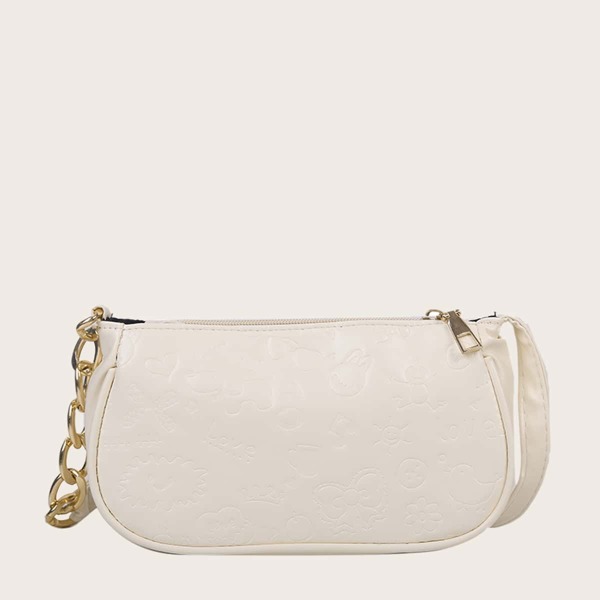 

Cartoon Embossed Shoulder Bag, Beige