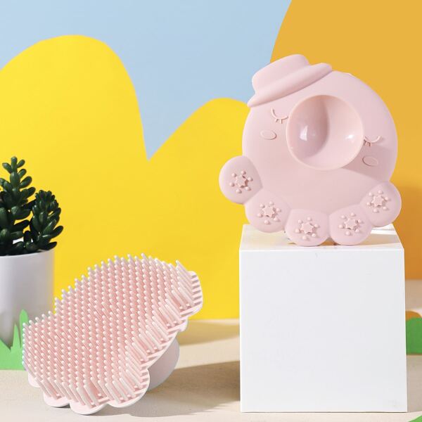 

1pc Kids Cartoon Silicone Bath Brush, Pink