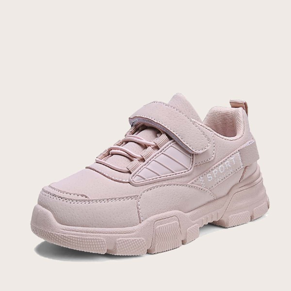 

Girls Velcro Strap Letter Graphic Sneakers, Pink