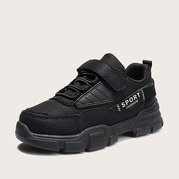 

Boys Velcro Strap Letter Graphic Sneakers, Black