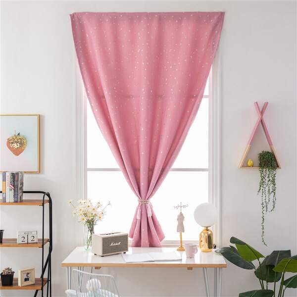 

Star Print Single Panel Blackout Curtain, Pink