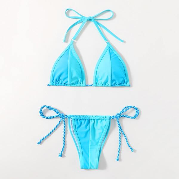 

Triangle Thong Bikini Swimsuit, Blue