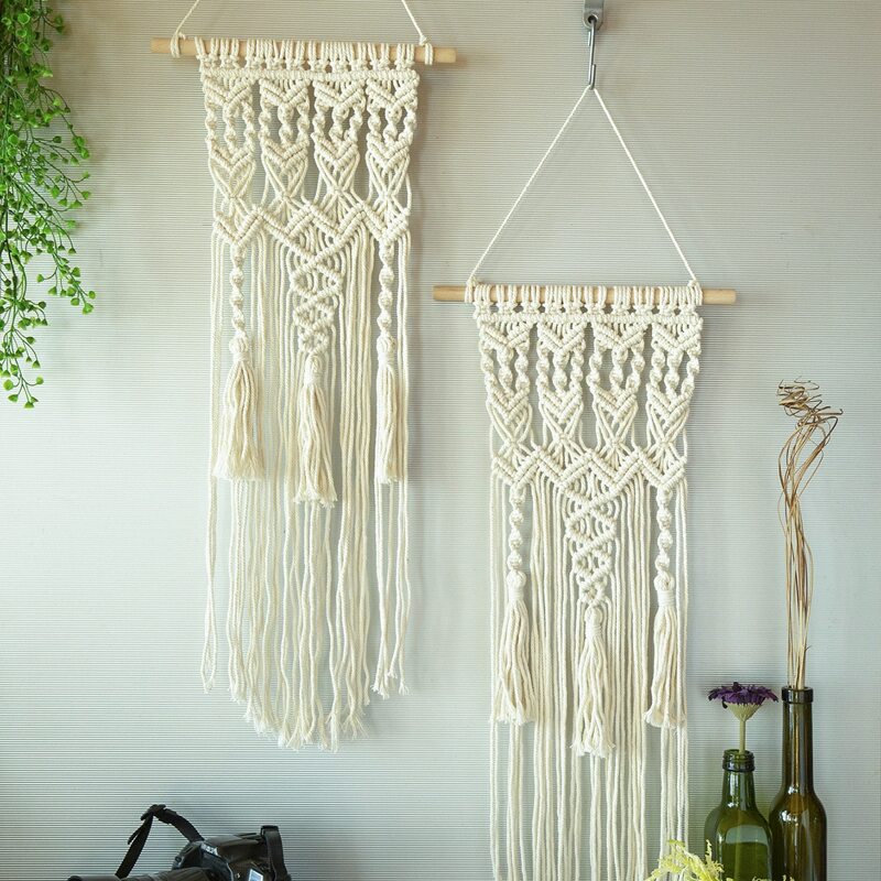 

1pc Tassel Woven Wall Hanging, Beige