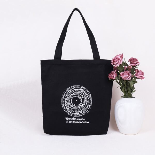 

Letter Graphic Shopper Bag, Black