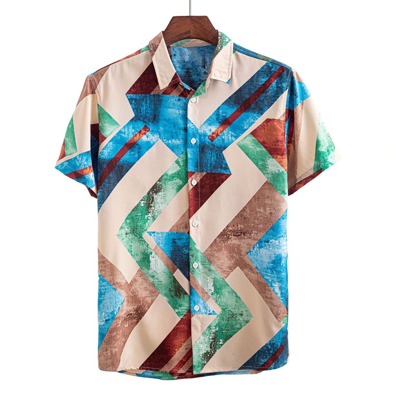 

Guys Geo Print Button Front Shirt, Multicolor
