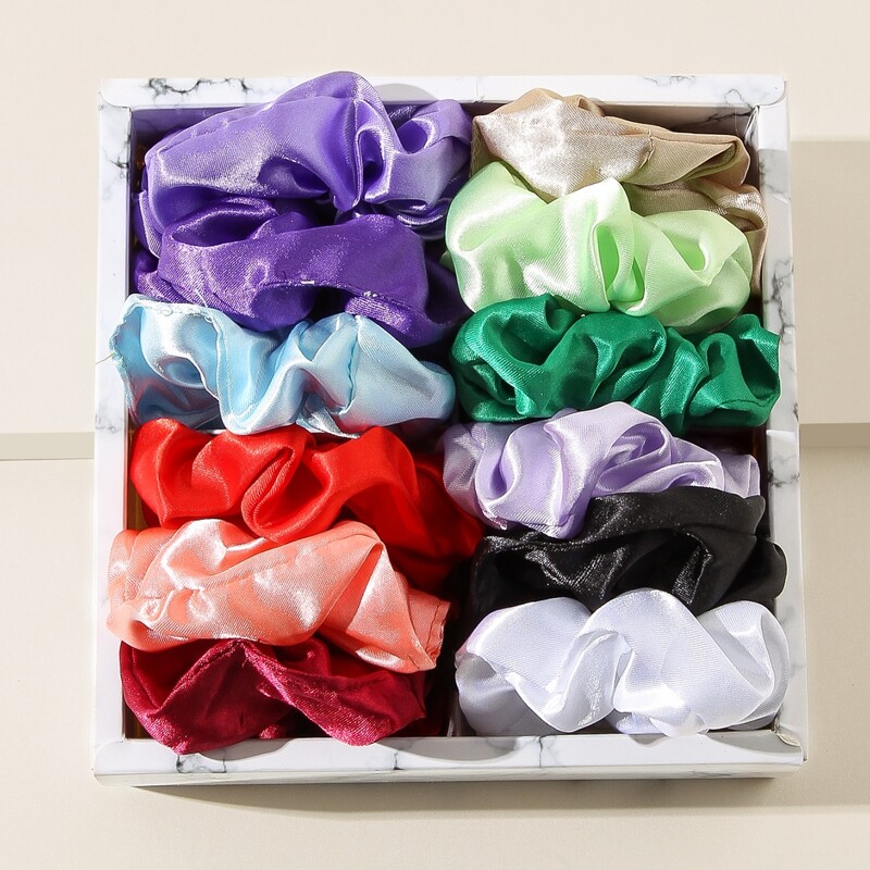 

12pcs Solid Scrunchie, Multicolor