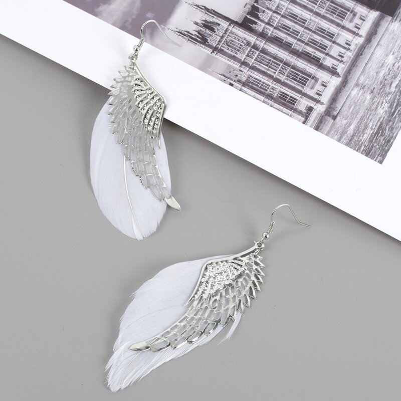 

Wing Drop Earrings, Silver