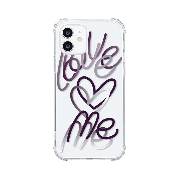 

Heart & Slogan Graphic Phone Case, Purple clear