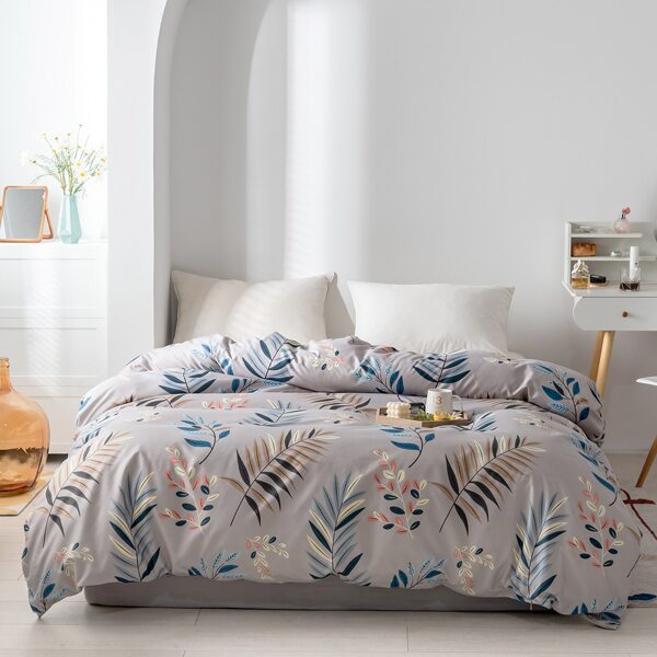 

Leaf Print Duvet Cover Without Filler, Multicolor