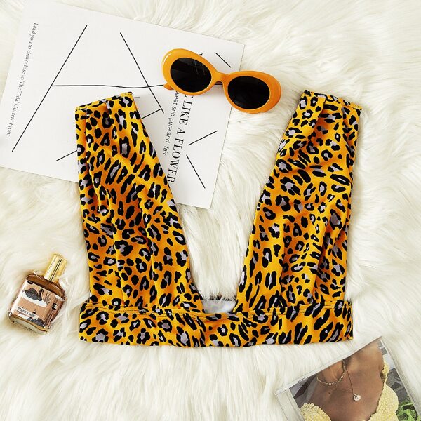 

Leopard V Neck Bikini Top, Multicolor
