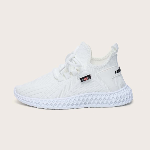 

Lace-up Decor Running Shoes, White