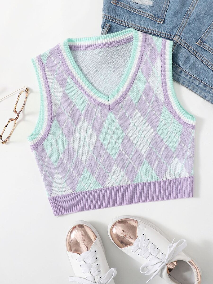 SHEIN Unity Knit ngọn Hình học Sẵn sàng - Nhiều màu - Xem 1