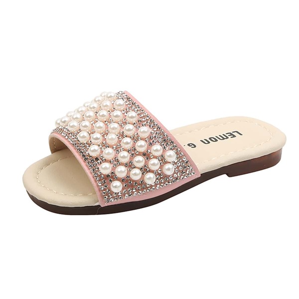 

Toddler Girls Faux Pearl Decor Slippers, Pink
