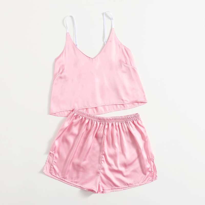 

Satin Cami Night Set, Baby pink