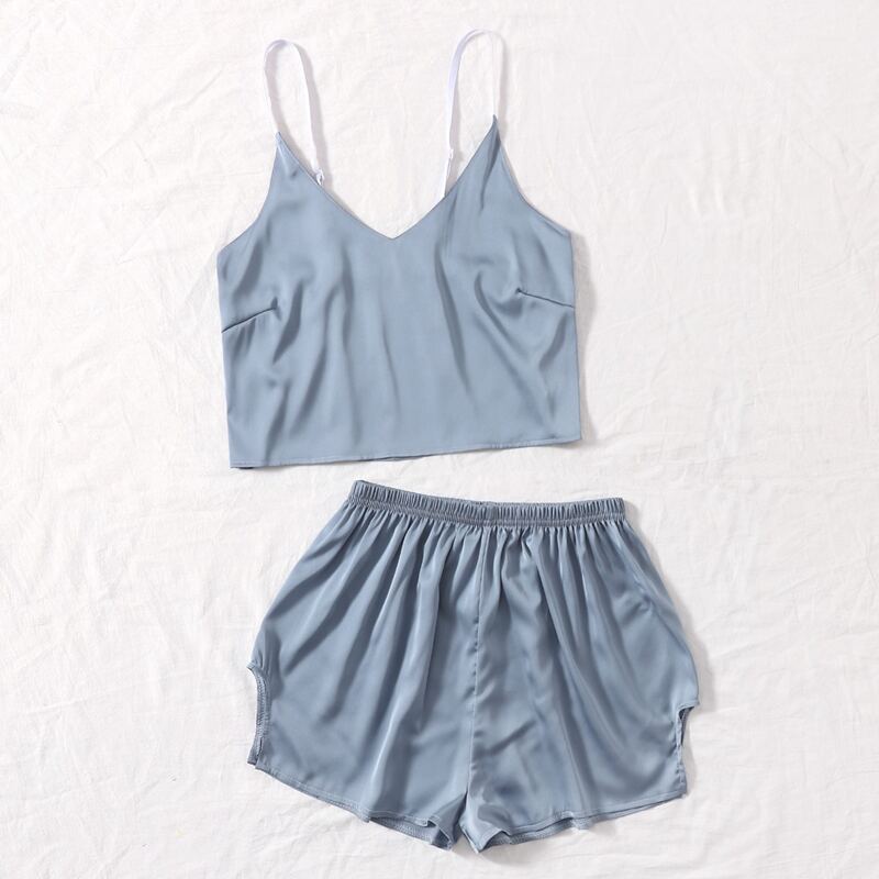 

Satin Cami Night Set, Dusty blue