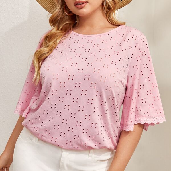 

Plus Flutter Sleeve Schiffy Top, Baby pink