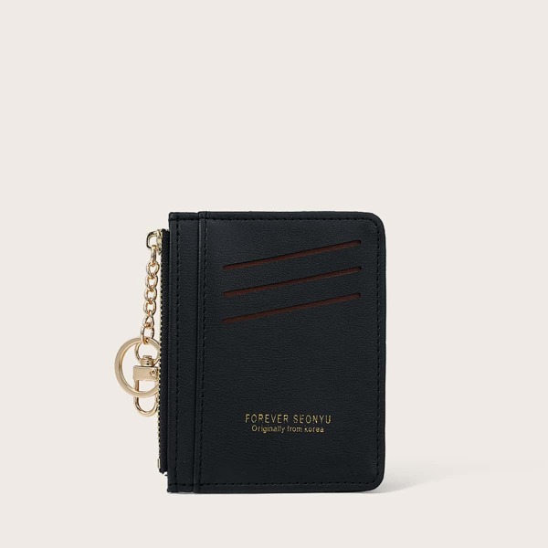 

Letter Graphic Purse With Card Holder, Black