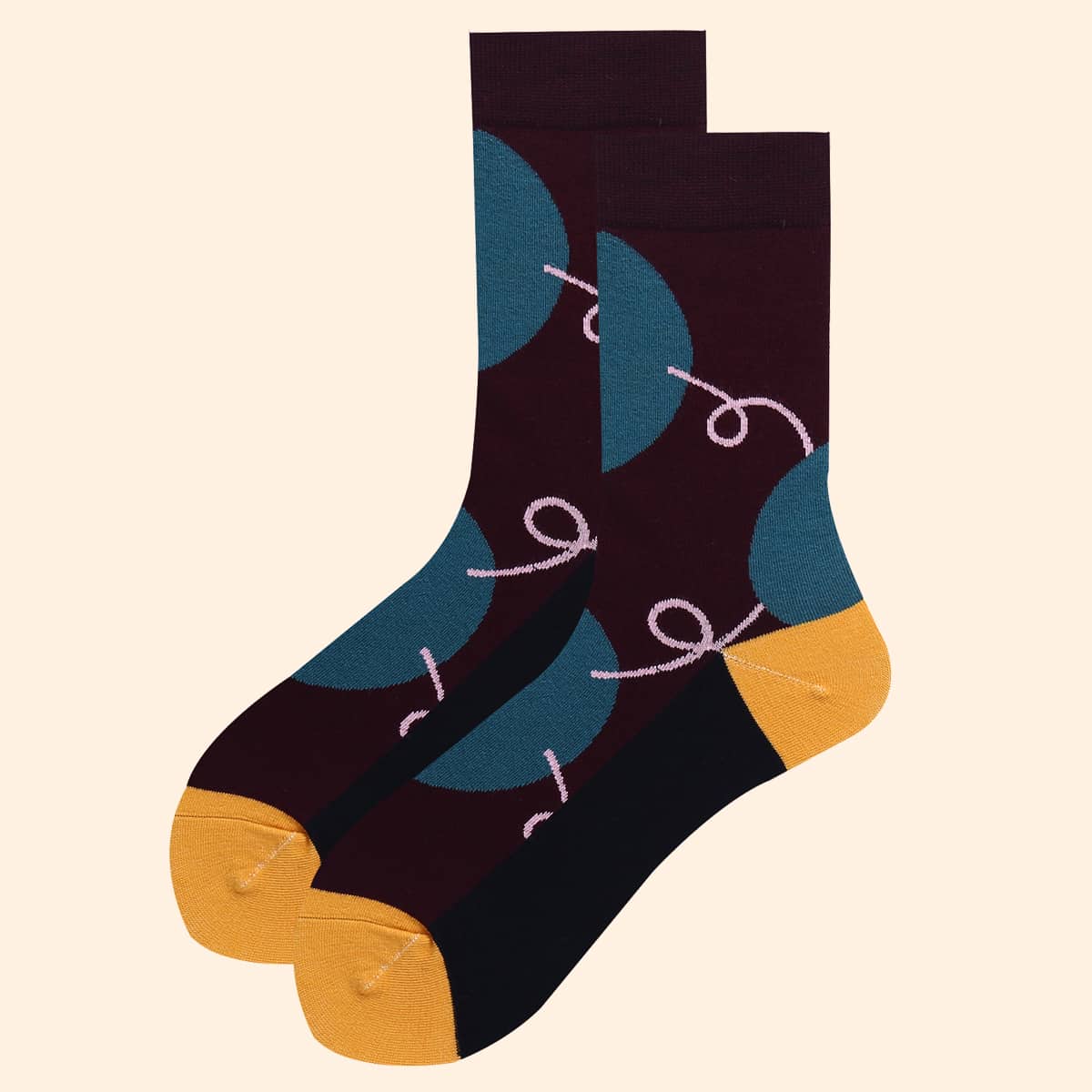 

Guys Color Block Crew Socks, Coffee brown