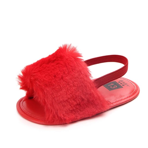

Baby Girl Fluffy Slingback Sandals, Red