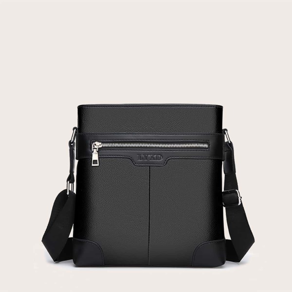 

Men Zip Front Crossbody Bag, Black