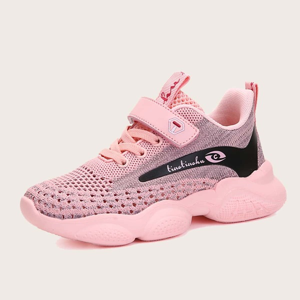 

Girls Velcro Strap Knit Sneakers, Pink