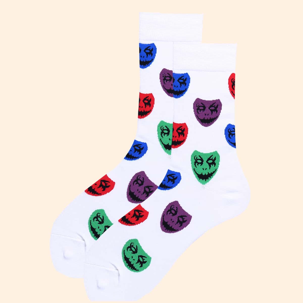 

Guys Figure Graphic Crew Socks, White