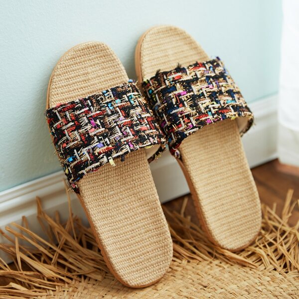 

Open Toe Colorful Slides, Black