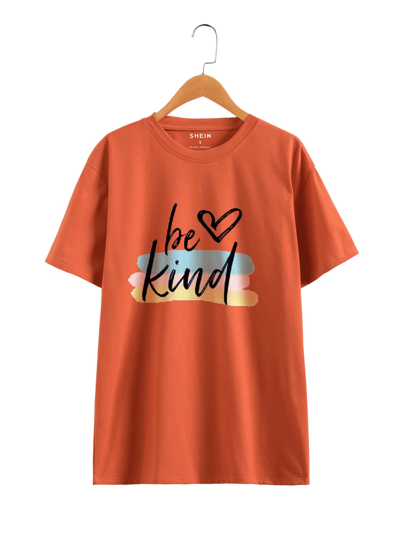 Heart And Slogan Graphic Tee - Burnt Orange - View 1