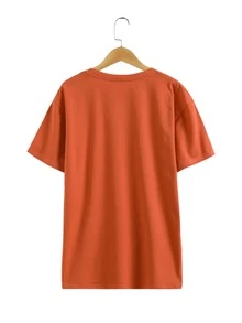 Heart And Slogan Graphic Tee - Burnt Orange - View 2
