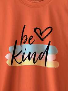 Heart And Slogan Graphic Tee - Burnt Orange - View 3