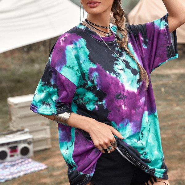 

Tie Dye Drop Shoulder Boyfriend Tee, Multicolor