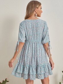 SHEIN Váy Bà bầu Thắt nút Họa tiết hoa Boho - Nhiều màu - Xem 2