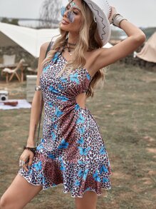 Đầm Cổ ruffle Thú vật Giải trí - Nhiều màu - Xem 1