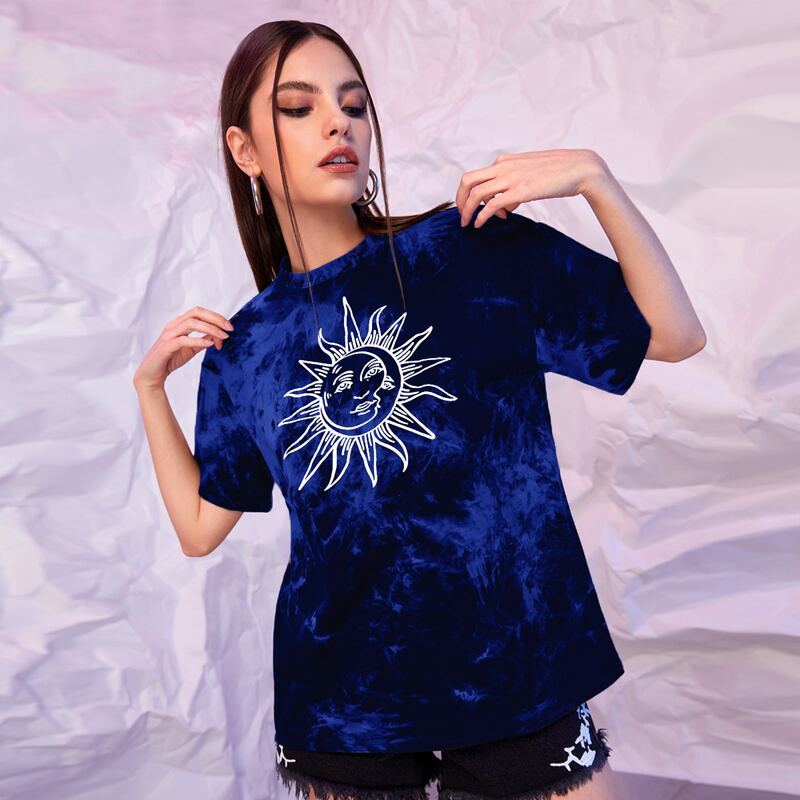 

Tie Dye Sun & Moon Graphic Tee, Multicolor
