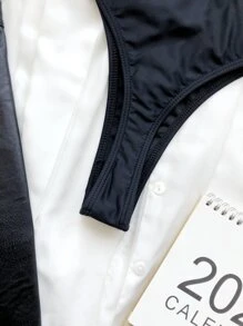 High Cut Bikini Panty, For Summer Beach Vacation - Black - View 4