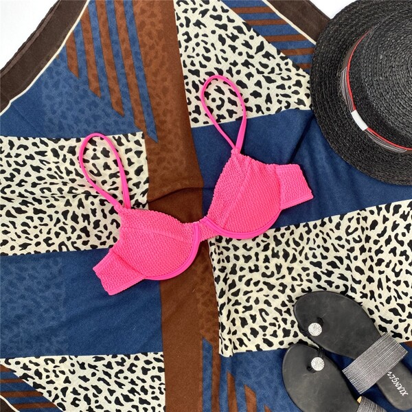 

Textured Underwire Bikini Top, Hot pink