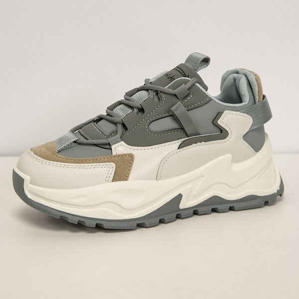 

Lace-up Front Chunky Sneakers, Grey