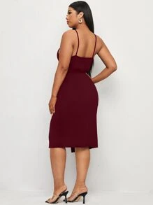 Plus Solid Wrap Cami Dress