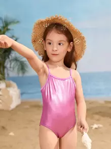 Áo bơi bé gái màu trơn Dễ thương - Màu Hồng Tươi - Xem 1