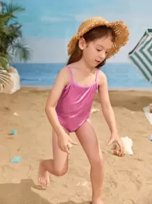 Áo bơi bé gái màu trơn Dễ thương - Màu Hồng Tươi - Xem 3